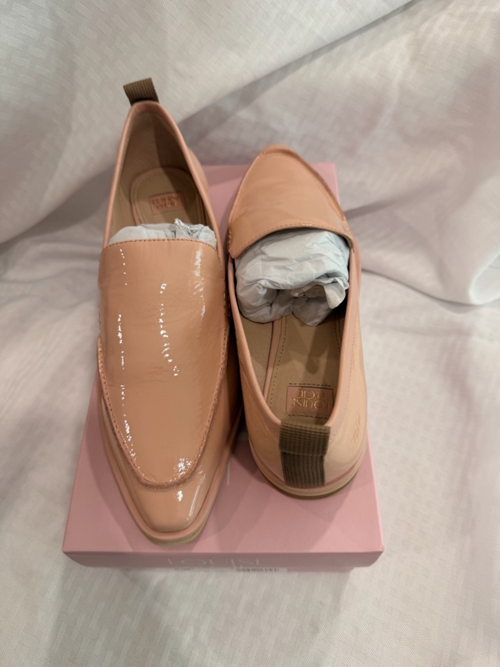 Louise et Cie Two-Tone Patent and Matte Slip-On Loafers in Blush